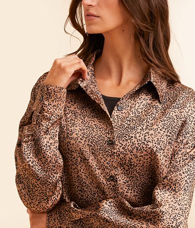 Daytrip Cheetah Satin Blouse misc detail 1 view