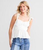 Trixxi Tulip Peplum Tank Top - Women's Tank Tops in White