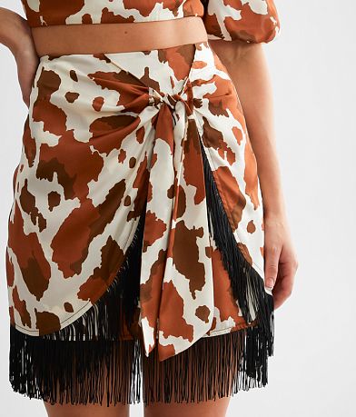 Willow &amp; Root Cow Print Wrapped Mini Skirt misc detail 1 view