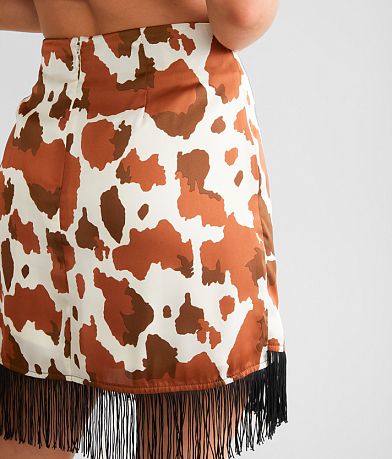 Willow &amp; Root Cow Print Wrapped Mini Skirt misc detail 2 view