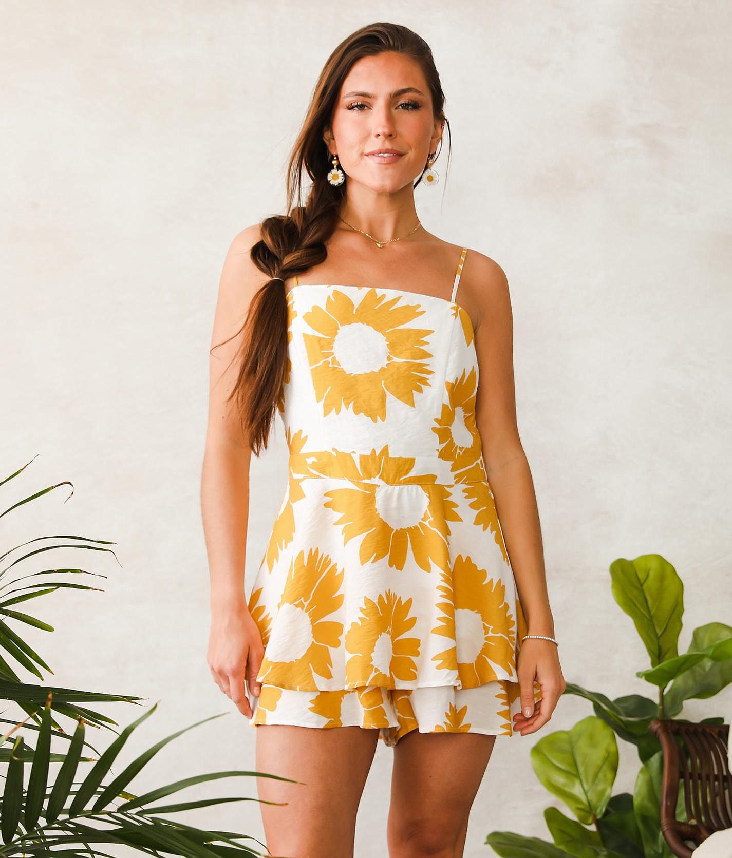 Yellow Floral Print Romper - Two-Piece Romper - Sleeveless Romper - Lulus