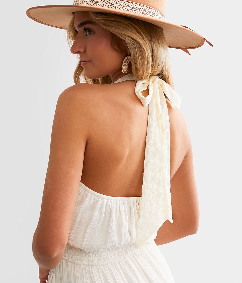 Swiss Dot Halter Maxi Romper