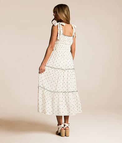 Floral Swiss Dot Tiered Midi Dress thumbnail 2
