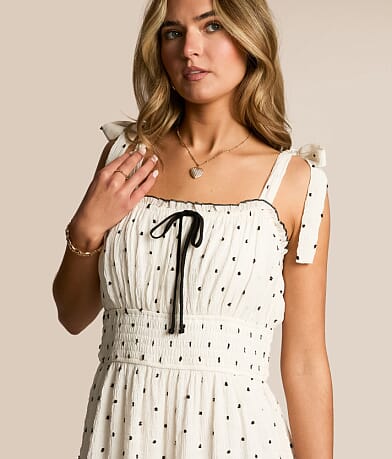Floral Swiss Dot Tiered Midi Dress thumbnail 3
