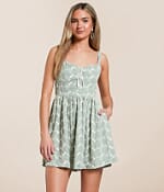Trixxi Juniors' Tie-Back Eyelet Fit & Flare Dress - Green Natural - Size XL