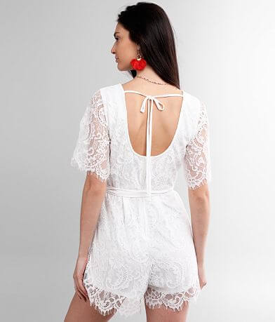 Trixxi Eyelash Lace Romper BACK