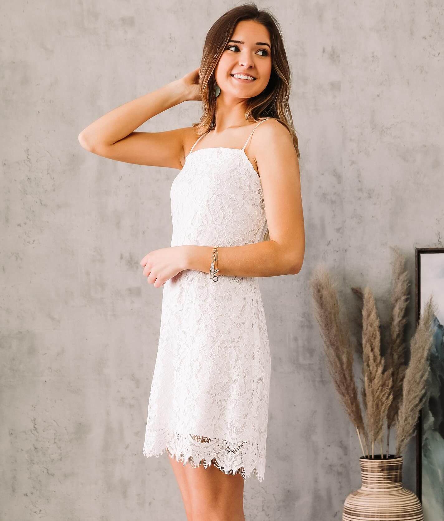 White Floral Eyelet Dress – Trixxi Clothing