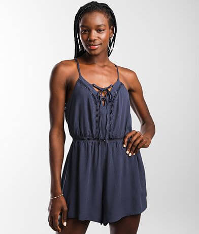 Trixxi Ladder Crochet Romper full right side view