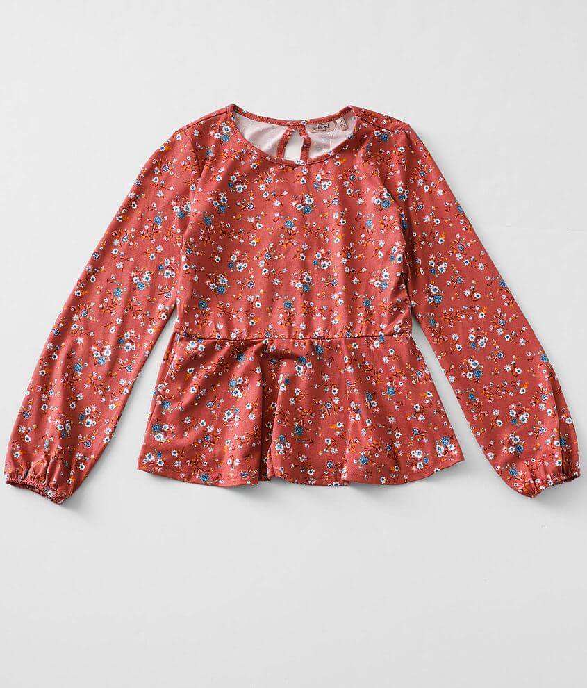 Girls Willow And Root Floral Peplum Top Girl S Shirts And Blouses In Pink Buckle