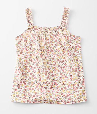Willow & Root Girls - Ruffled Floral Tank Top front view