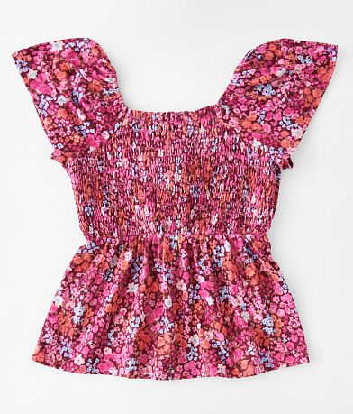 Willow & Root Girls - Floral Print Top front view