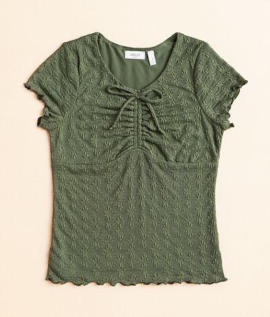 Willow & Root Girls - Floral Lace Overlay Top front view