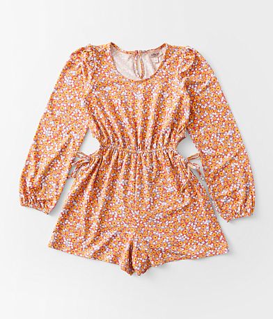 Willow & Root Girls - Floral Cut-Out Romper front view