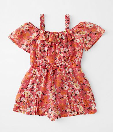 Willow & Root Girls - Foiled Floral Chiffon Romper front view