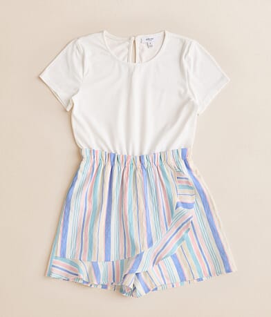 Willow & Root Girls - Striped Skort Romper front view