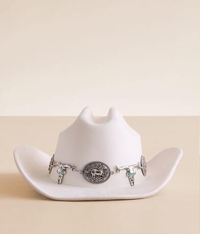 Sterling & Stitch Western Concho Cowboy Hat front view