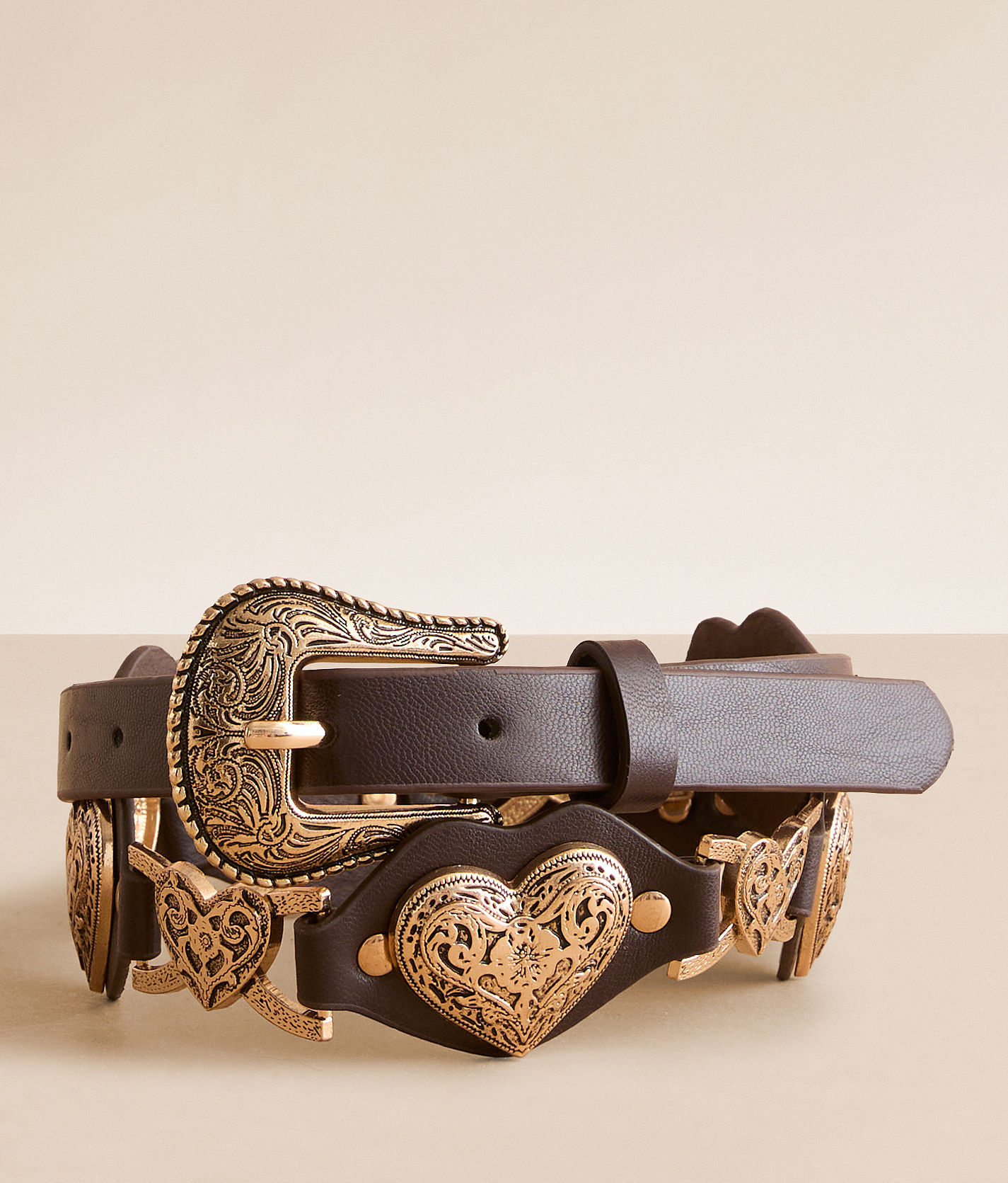ブラックアイパッチ　BEP HEART STUDS BELT BROWN Brown Heart Stud Belt