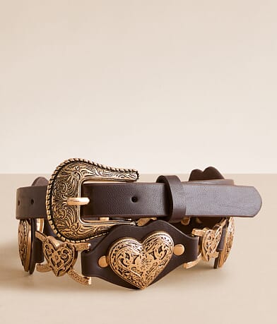 Sterling & Stitch Western Heart Belt front view