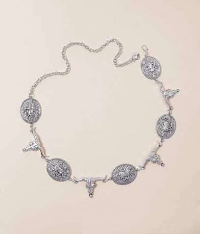 Sterling & Stitch Concho Horse Belt front view