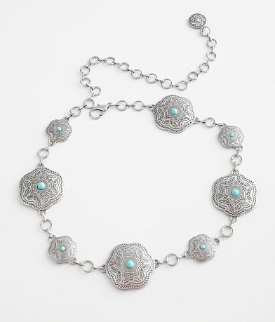 BKE Turquoise Concho Chain Belt front view