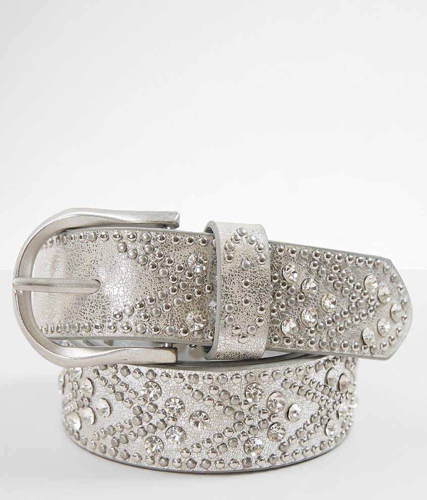 White Diamond Embossed Studded Belt