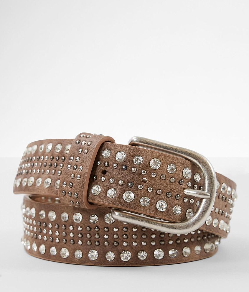 BKE Studded Glitz Belt Women's Belts in Brown Taupe Buckle
