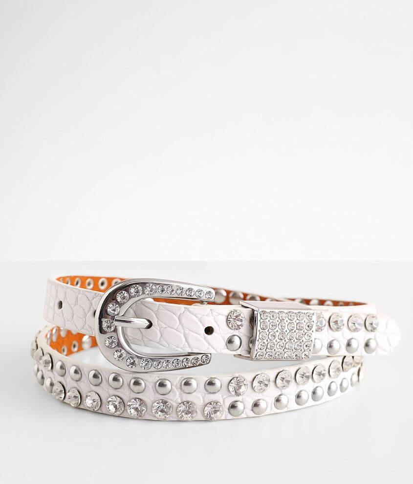 BKE Skinny Glitz Crocodile Print Belt front view