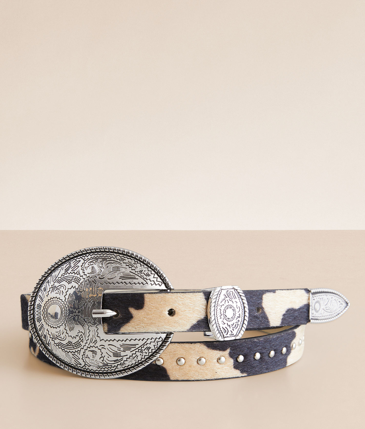 BKE Guatemalan Leather Whipstitch Buckle ~ western cowgirl Affilare Western Genuine Leather Floral Belt White Buck  main image 3