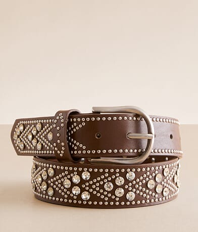 BKE Rhinestone Studded Belt front view