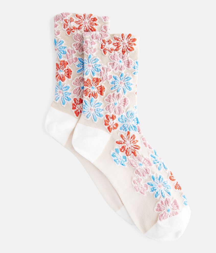 BKE Floral Crew Socks front view