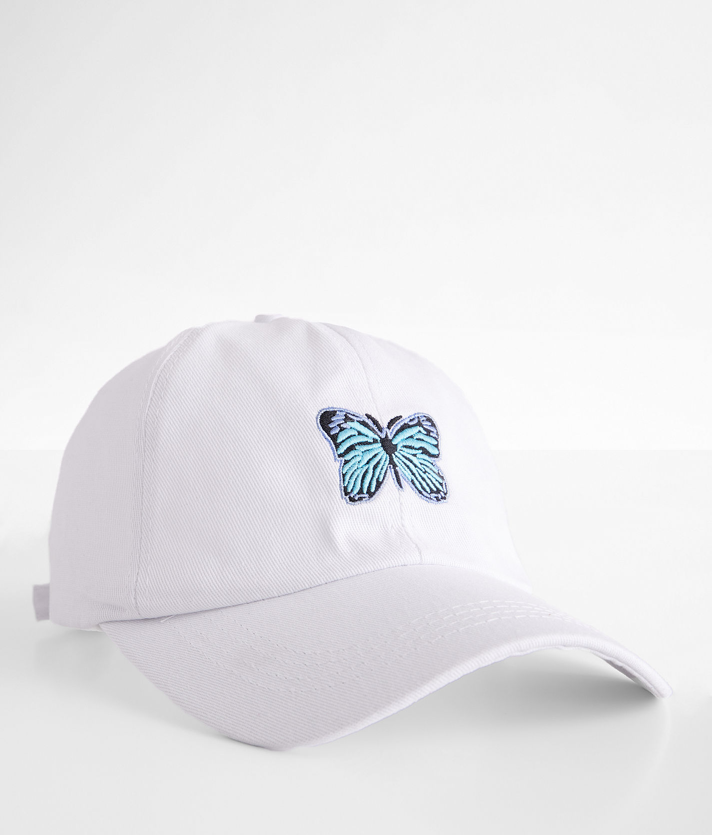 帽子 [0] LADIES BUTTERFLY WHITE ADJUSTABLE BUTTERFLY LOGO WOMENS ADJUSTABLE BASEBALL HAT/CAP, WHITE