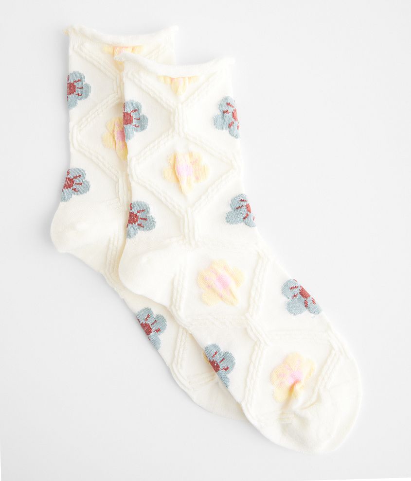 BKE Floral Crew Socks front view