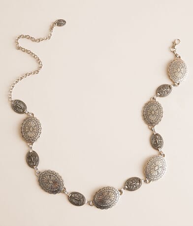 Sterling & Stitch Western Metal Chain Belt front view