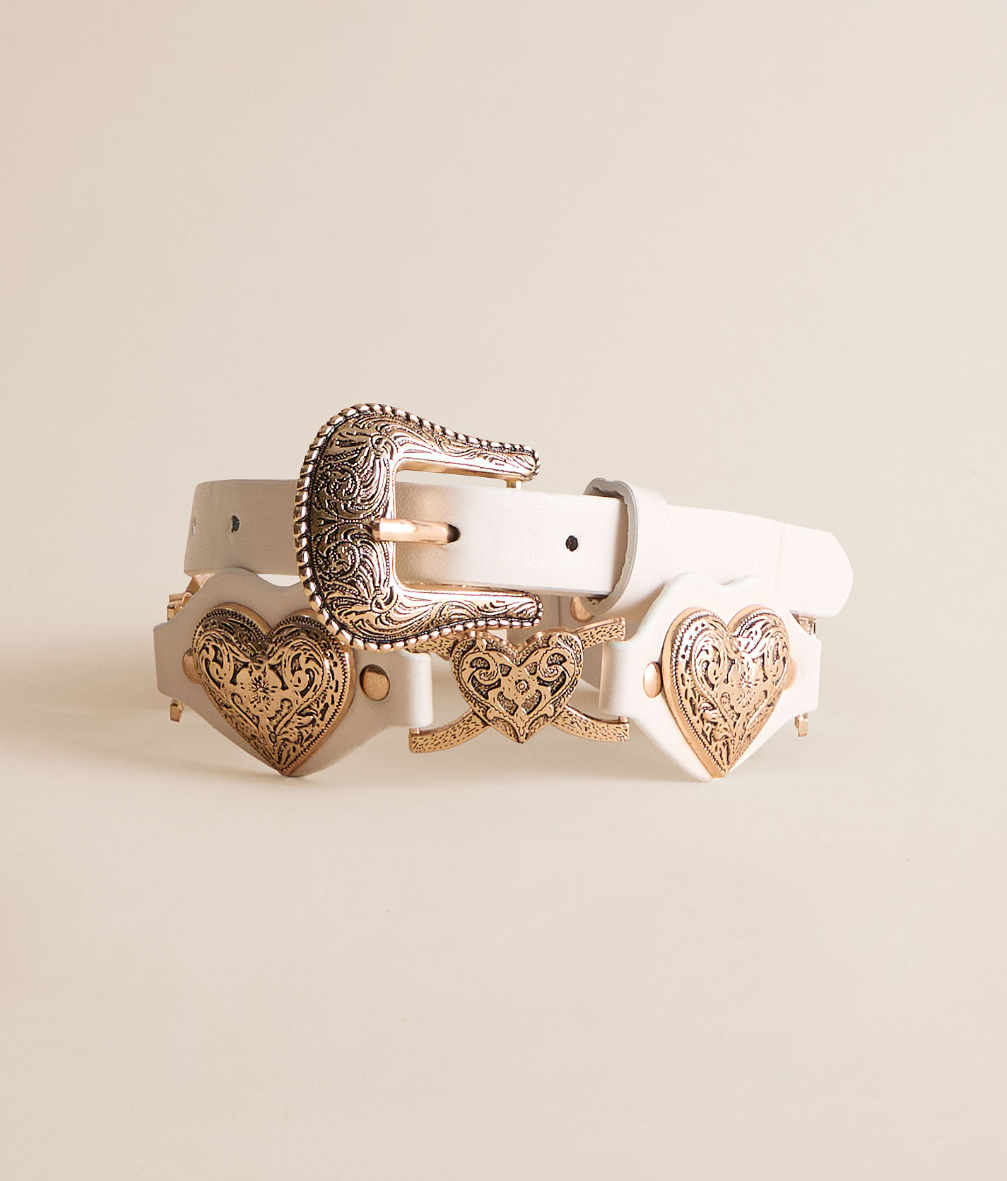 1296 Stylish Women\'s Belt Heart-shaped Buckle With Beads Belts Encrusted BKE Western Heart Belt - Women main image 3