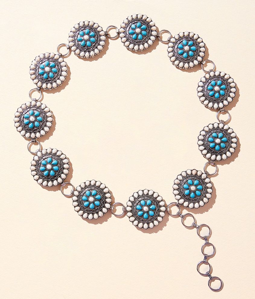 BKE Turquoise Western Concho Chain Belt front view