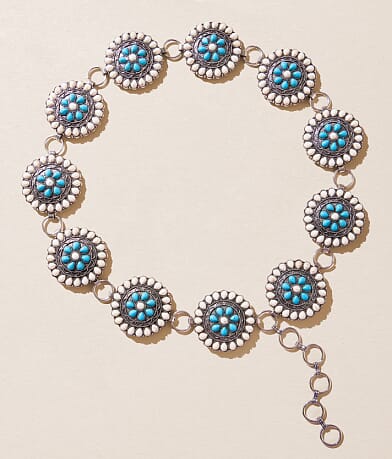 BKE Turquoise Western Concho Chain Belt front view