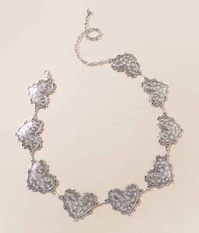 Sterling & Stitch Glitz Heart Chain Belt front view
