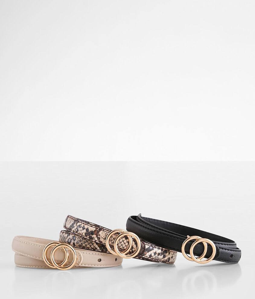 BKE Double Circle Buckle Skinny Belt Set