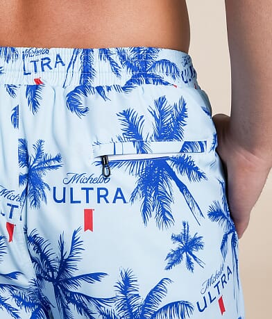 Tropical Bros Michelob Ultra&#174; Palm Fronds Swim Trunks back pocket view