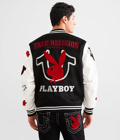 True Religion Playboy Good Bunny Varsity Jacket BACK