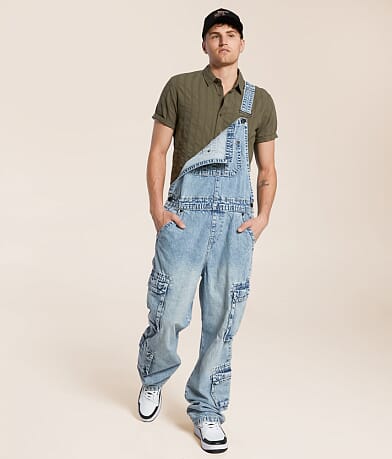 True Religion Denim Double Cargo Overalls front view