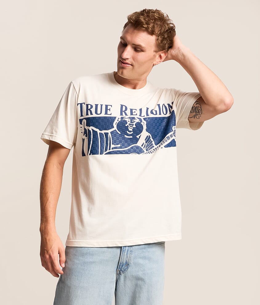 True Religion Checkered Buddah T-Shirt - Men's Graphic T-Shirts in