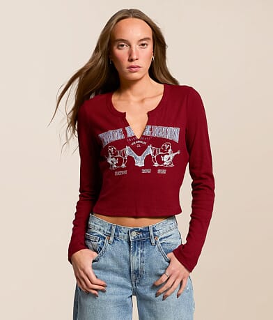 True Religion Buddha Cropped T-Shirt front view