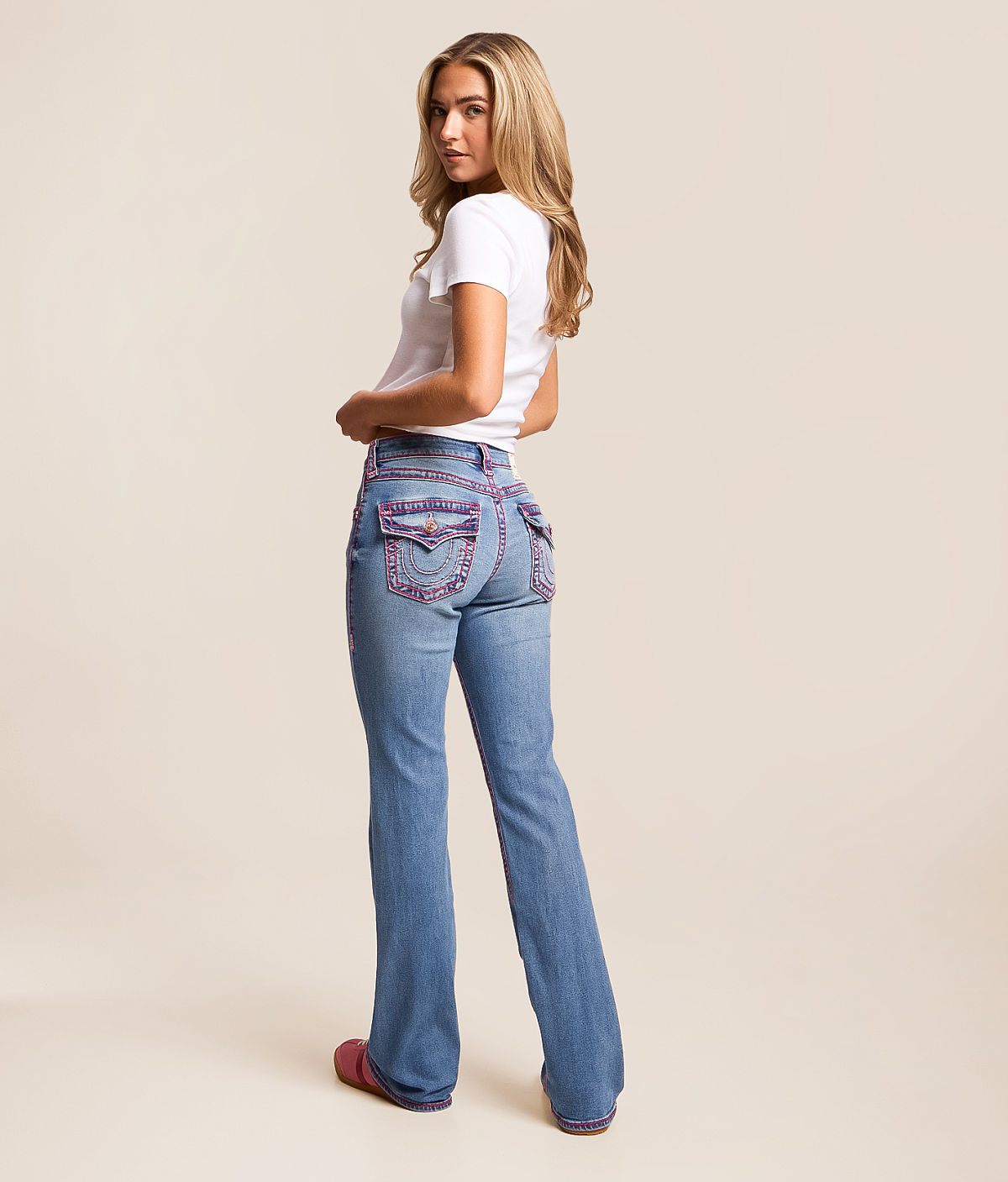 True Religion Becca Mid-Rise Boot Stretch Jean — Crystal Flash by Buckle
