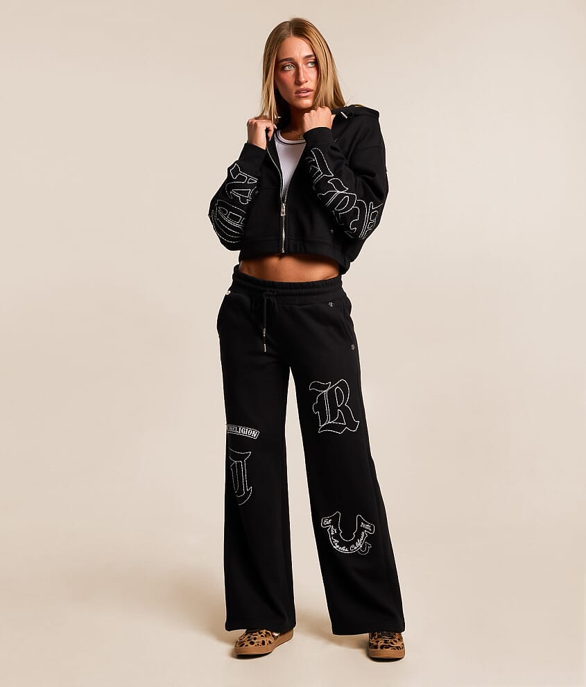Branded Applique Wide Leg Pant