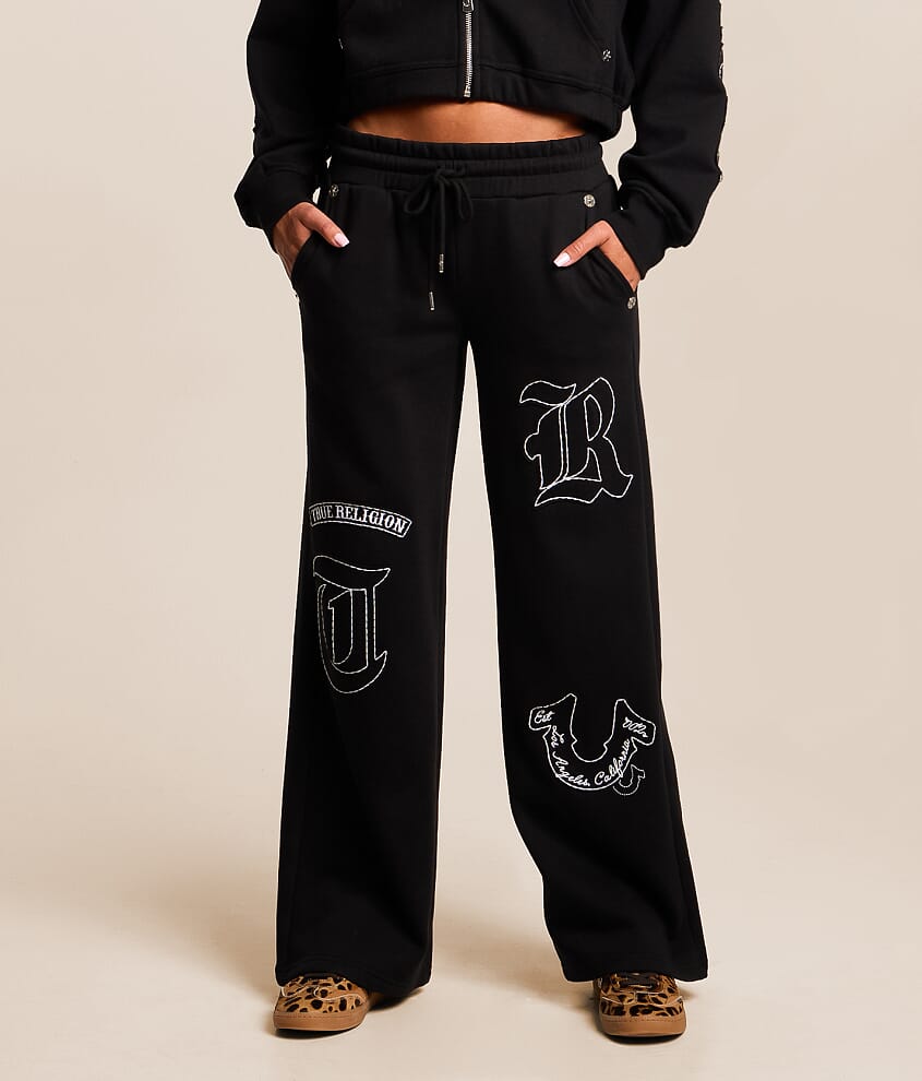 Branded Applique Wide Leg Pant