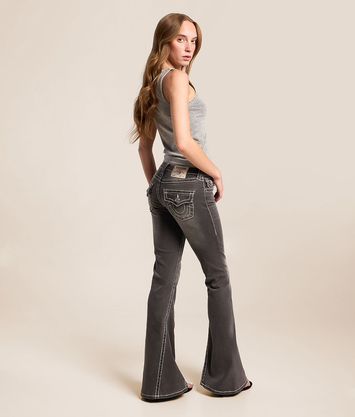 True Religion Twisted Super Flare Stretch Jean — Tranquil Dream by Buckle