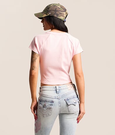 Embroidered Dolman Cropped T-Shirt thumbnail 2
