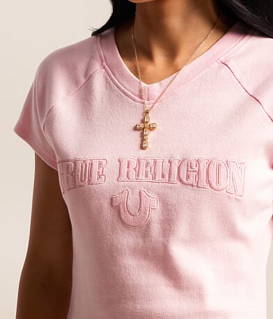 Embroidered Dolman Cropped T-Shirt thumbnail 3