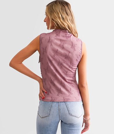 Willow &amp; Root Shirred Lace Tank Top BACK